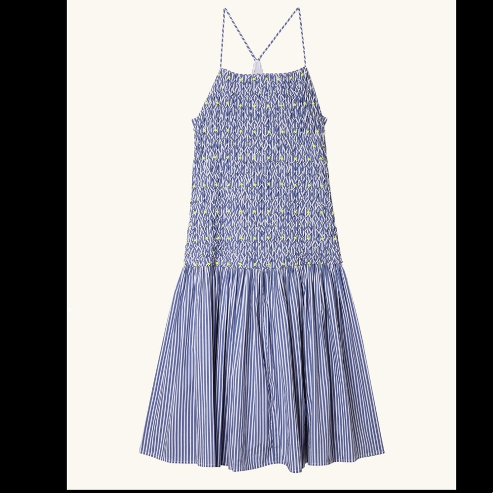 TANYA TAYLOR Cindy Stripe blue drop waist dress - Picture 3 of 4